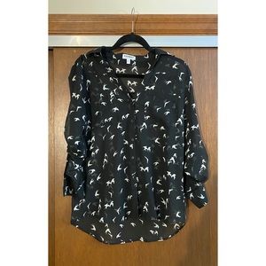 Express portofino shirt black with white birds size medium